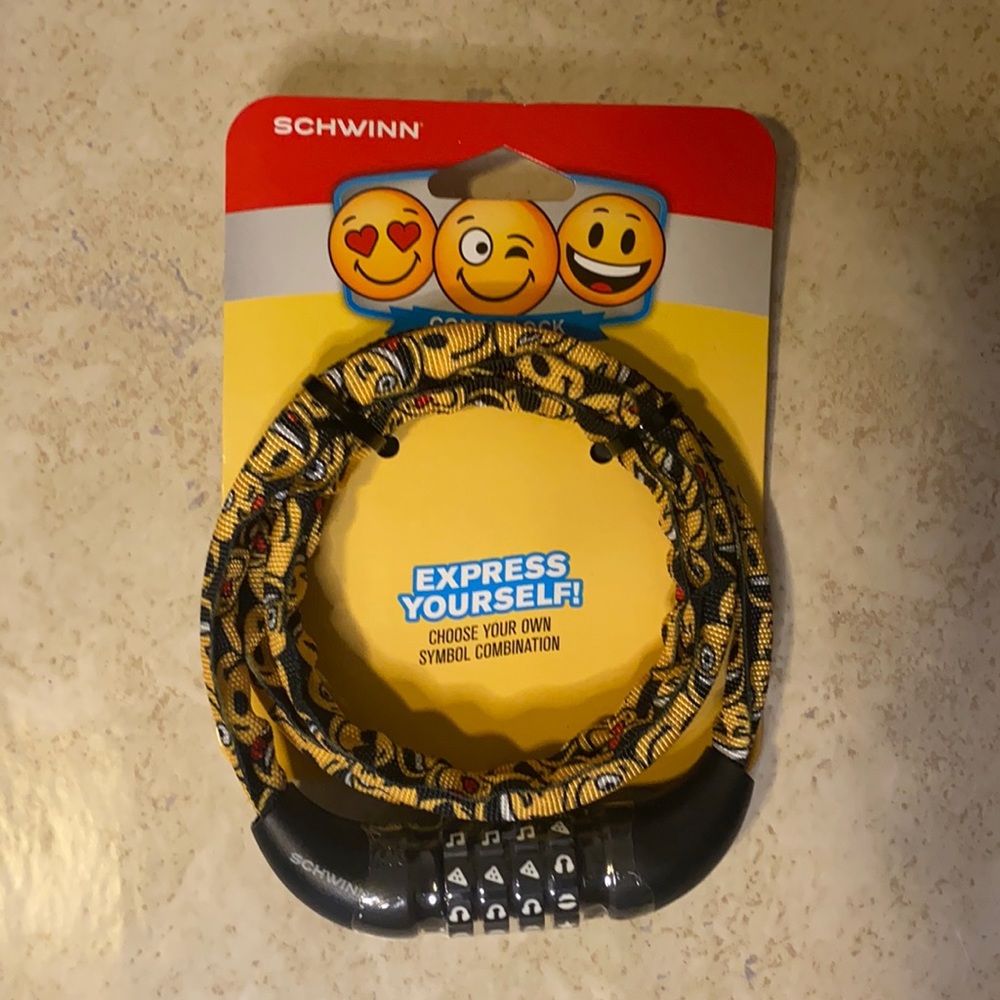 Schwinn emoji combo bike lock black yellow 6mm